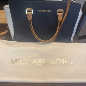 Michael Kors Blue and Brown Tote Bag